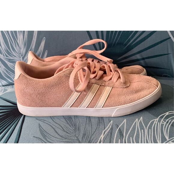 Adidas Neo Comfort Footbed  pink SUEDE SNEAKER GYM SHOES sz 7 - Picture 1 of 7